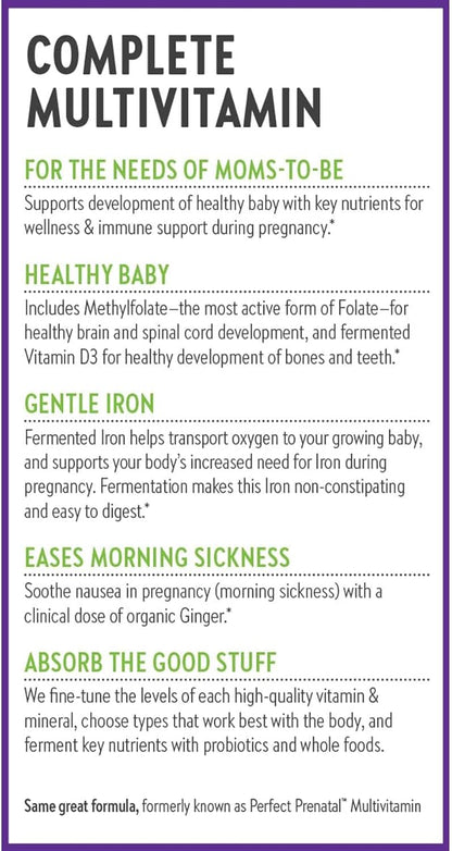 New Chapter Advanced Perfect Prenatal Vitamins, 96ct, Made with Organic, Non-GMO Ingredients for Healthy Baby & Mom - Folate (Methylfolate), Whole-Food Fermented Iron, Vitamin D3 + Ginger