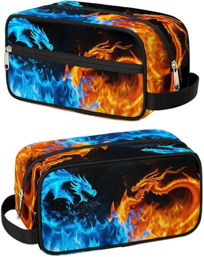 Dragon Water Fire Hanging Toiletry Bag,Travel Hygiene Kits for Boys Mens,Waterproof Makeup Carry-on Bags,Cosmetic Bag,TSA Approved Shave Dopp Kit for Toiletries Shower Bathroom Accessories Gifts