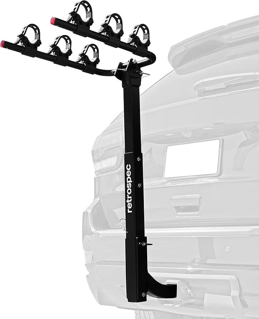 Retrospec Lenox 2-5 - Bike Hitch Rack for Cars, Trucks, SUVs with 2” Hitch | Foldable Steel Frame with Anti-Rattle Adapter, Tie Down Cradles and Straps - Fits Most Frames