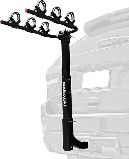 Retrospec Lenox 2-5 - Bike Hitch Rack for Cars, Trucks, SUVs with 2” Hitch | Foldable Steel Frame with Anti-Rattle Adapter, Tie Down Cradles and Straps - Fits Most Frames