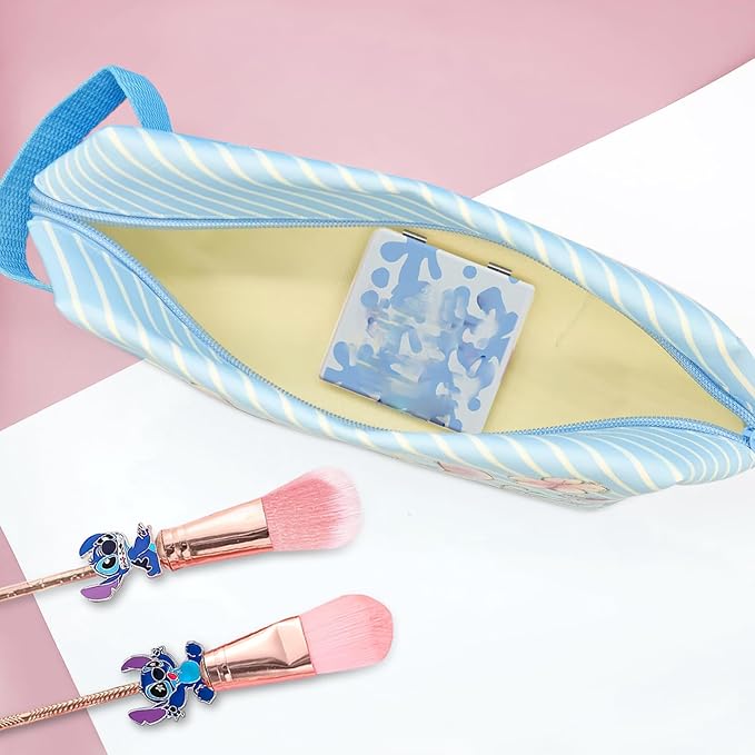 Stitch Travel Makeup Bag Large Capacity Cosmetic Bags Cartoon PU Small Skin Care Bags for Girls Women Mirror Makeup Brush