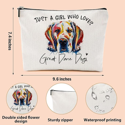 Great Dane Gifts Makeup Bag Great Dane Dog Lovers Cosmetic Bag Travel Organizer Bags Makeup Pouch, Christmas Birthday Friendship Animal Lovers Gifts for Women Girls Sisters