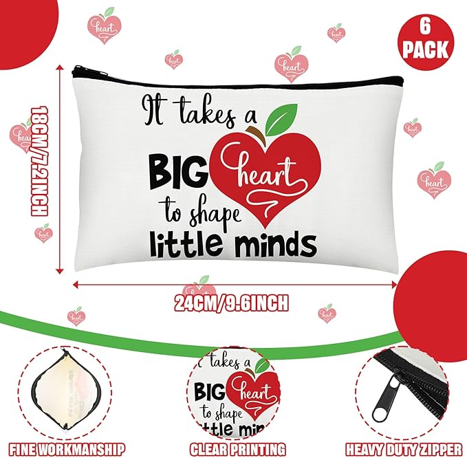 Tondiamo 6 Sets Teacher Graduation Appreciation Gifts for Women Include 6 Natural Stone Bracelets 6 Cards 6 Canvas Makeup Bags Back to School End of Year Teacher Gifts for Retirement Birthday