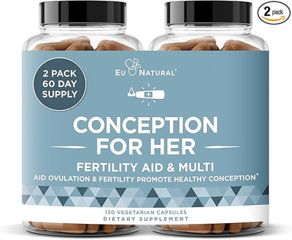 Conception Fertility Supplements for Women – Prenatal Vitamins – Promote Hormone Balance, Cycle Consistency, Aid Ovulation – Myo-Inositol, Folate, Folic Acid, Vitex, More – 120 Veg Soft Capsules