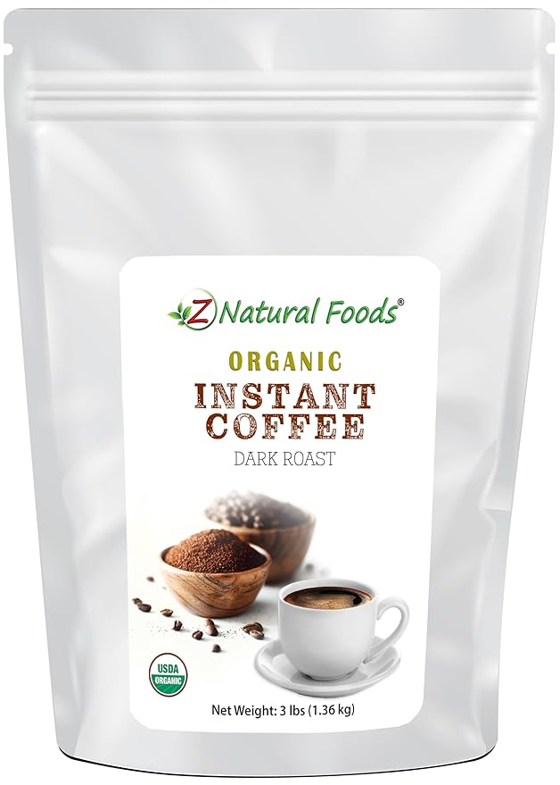 Organic Instant Coffee Powder, Dark Roast Delight, Rich in Immune-Supporting Antioxidants, Boosts Mood, Energy, and Memory, Enjoy Hot Or Iced, Gluten-Free, Vegan, Non-GMO, 3 lb.