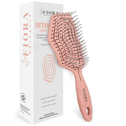 Fiora Naturals Hair Detangling Brush -100% Bio-Friendly Hair Detangler Brush w/Ultra-soft Bristles- Glide Through Tangles with Ease - For Curly, Fine, Women, Men, Kids, Toddlers, Wet and Dry Hair