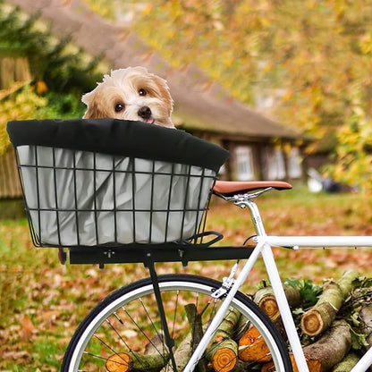 RAYMACE Rear Bike Basket with Waterproof Cover,Bicycle Cargo Rack Storage Basket Mount for Back Under Seat