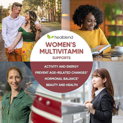 Women's Multivitamin with Biotin (Without Iron) - 20 Essential Vitamins and Minerals, Supports General Health, Energy & Immunity - 60 Capsules