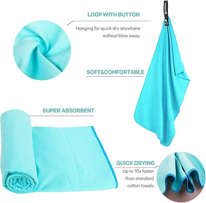 HOEAAS 2 Pack Microfiber Camping Towels
