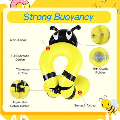 Kids Swimming Bee Floaties for Boys and Girls 3-6yrs Old,Inflatable Swim Vest Sea for Children Beach Pool – Learn to Swim Floaty for Weight 33-50lbs Pool
