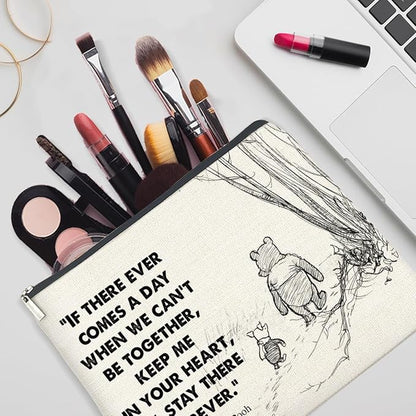 YeleY Friendship Gifts for Women Girls, Pooh Bear Gifts for Friends Besties, Classic Pooh Bear Cosmetic Makeup Bag Zipper Makeup Pouch