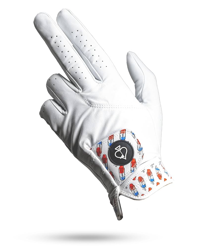 Pins & Aces - Rocket Pop Golf Glove Design - Premium AAA Cabretta Leather, Long-Lasting Durable Tour Glove for Men or Women - Premium Leather Golf Glove Left & Right Hand