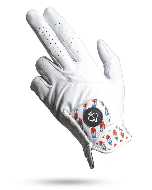 Pins & Aces - Rocket Pop Golf Glove Design - Premium AAA Cabretta Leather, Long-Lasting Durable Tour Glove for Men or Women - Premium Leather Golf Glove Left & Right Hand