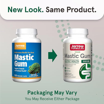 Jarrow Formulas Mastic Gum 1000 mg, Dietary Supplement for Gastrointestinal Health Support, 120 Veggie Capsules, 60 Day Supply, Pack of 12