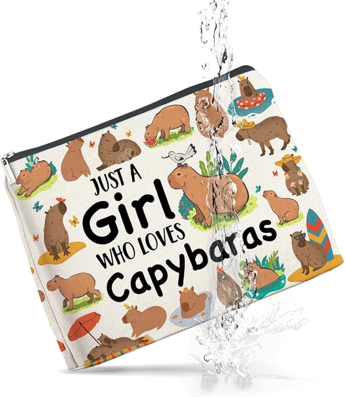 Capybara Lover Gifts Makeup Bag, Just a Girl Who Loves Capybaras Cosmetic Zipper Pouch