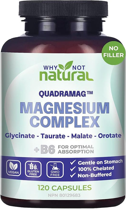 4-in-1 Magnesium Complex Supplement - Glycinate, Taurate, Malate, Orotate Blend Capsules - 300 mg per Serving, 120 Capsules