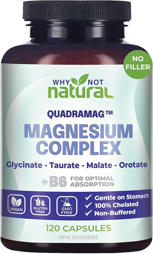 4-in-1 Magnesium Complex Supplement - Glycinate, Taurate, Malate, Orotate Blend Capsules - 300 mg per Serving, 120 Capsules