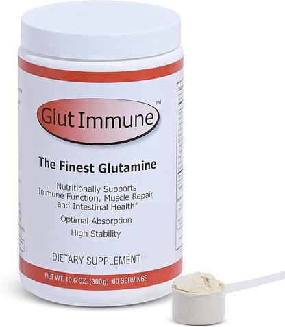 Glut Immune The Finest Glutamine Powder Dairy-Free 300g Well Wisdom - Naturally Superior Covalent Bonded Glutamine Supplement for Gut Health, Immune Focus & Recovery with 60 Servings