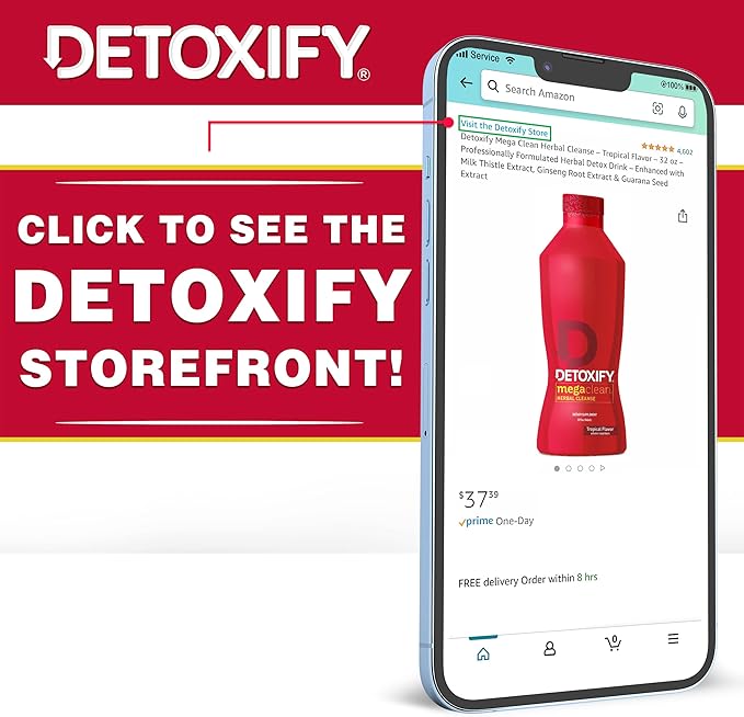 Detoxify – The Stuff Herbal Cleanse Detox Drink – Full Body Cleanse Detox for Women and Men - Same Day Results - Plus Sticker - for Average Toxin Exposure - Grape - 16 oz