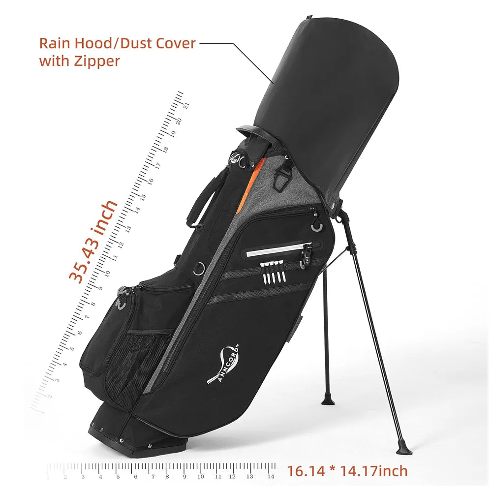 Golf Stand Bag 14 Way Top Dividers Full-Length with Stand, 7 Pockets, Lightweight Golf Bag for Men, Dual Strap, Rain Hood, Portable Golf Club Bag for Men Women