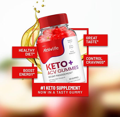 ActivLife Keto ACV Gummies - Active Life Keto Apple Cider Vinegar Gummies, ActivLife Keto + ACV Weight Management Gummies ActiveLife Advanced 1000mg Formula (3 Pack - 180 Gummies)