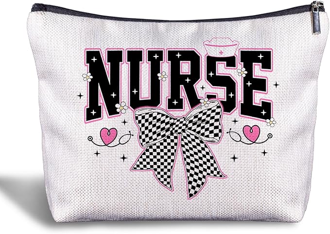Coquette Nurse Makeup Bag - Nurse Gifts, Cosmetic Bag, Graduation Zippered Bag for Women