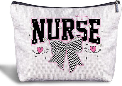 Coquette Nurse Makeup Bag - Nurse Gifts, Cosmetic Bag, Graduation Zippered Bag for Women