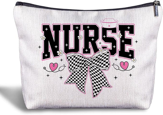 Coquette Nurse Makeup Bag - Nurse Gifts, Cosmetic Bag, Graduation Zippered Bag for Women