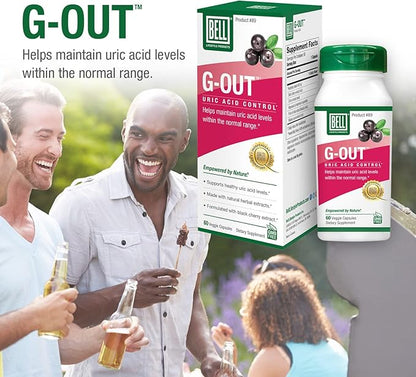 Bell G-Out Uric Acid Cleanse -2 Pack Combo | A Unique Blend of Herbal Extracts That Supports Uric Acid Levels Within Normal Range | 120 Capsules