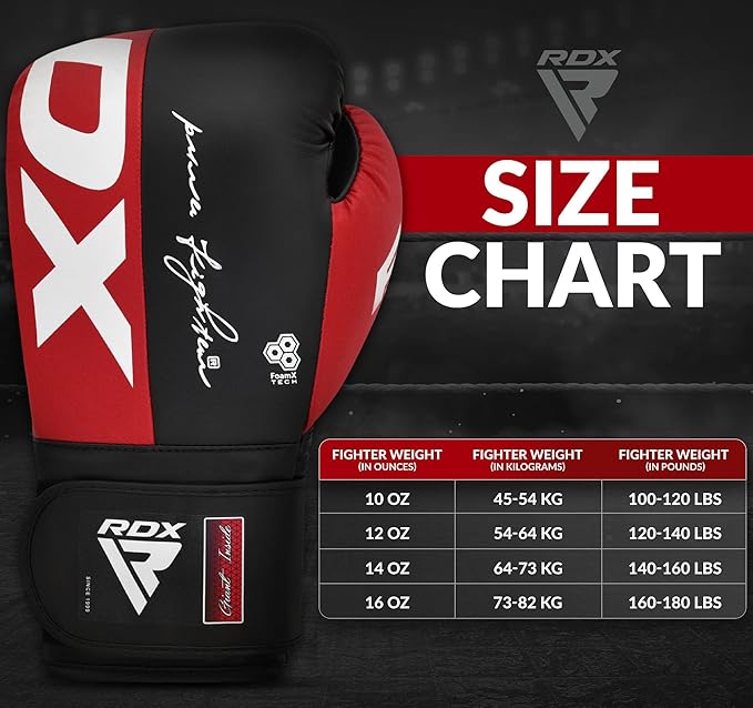 RDX Boxing Gloves, Maya Hide Leather Training Gloves for Muay Thai, Kickboxing, Sparring, Punch Bag, Punching Bag, Kickboxing Gloves, Martial Arts Training, Home Gym, Men, Women, 8 10 12 14 16 oz
