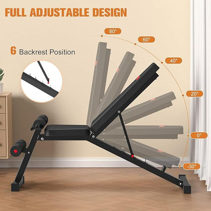 Weight Bench Workout Bench for Home Gym Adjustable 660LBS