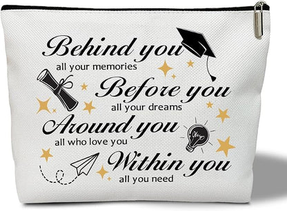 Makeup Bag - Behind You All Your Memories, Graduation Gift for Her, Him, Girl, Daughter, Student, Inspirational Multifunction Makeup Bag Purse, Toiletry Bag Pouch Travel Accessories -04
