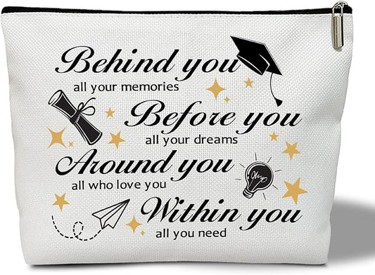 Makeup Bag - Behind You All Your Memories, Graduation Gift for Her, Him, Girl, Daughter, Student, Inspirational Multifunction Makeup Bag Purse, Toiletry Bag Pouch Travel Accessories -04