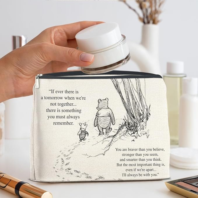 YeleY Encouragement Gifts for Women Girls, Inspirational Pooh Bear Gifts for Friends, Friendship Cosmetic Bag Pooh Bear Zipper Makeup Pouch