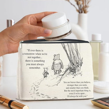 YeleY Encouragement Gifts for Women Girls, Inspirational Pooh Bear Gifts for Friends, Friendship Cosmetic Bag Pooh Bear Zipper Makeup Pouch