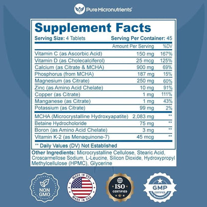 Calcium Supplement for Women & Men - Calcium Citrate & Hydroxyapatite + Vitamin D3 K2 Magnesium Zinc & More for Complete Bone Health, 180 Tablets