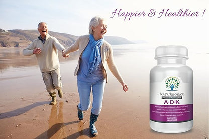 ADK Vitamin Supplement 5000 IU - High Potency Vitamins A, D3, and K2 for Bone Health and Calcium Absorption | Gluten-Free Vitamin ADK Supplement, 60 Day Supply, 60 Capsules