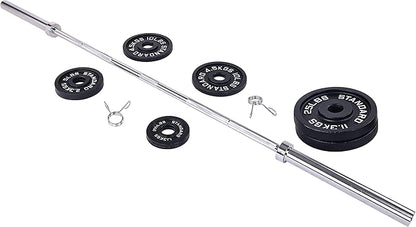 Signature Fitness Cast Iron Olympic 2-Inch Weight Plates Including 7FT Olympic Barbell, 130-Pound, 300-Pound or 325-Pound Set, Multiple Packages