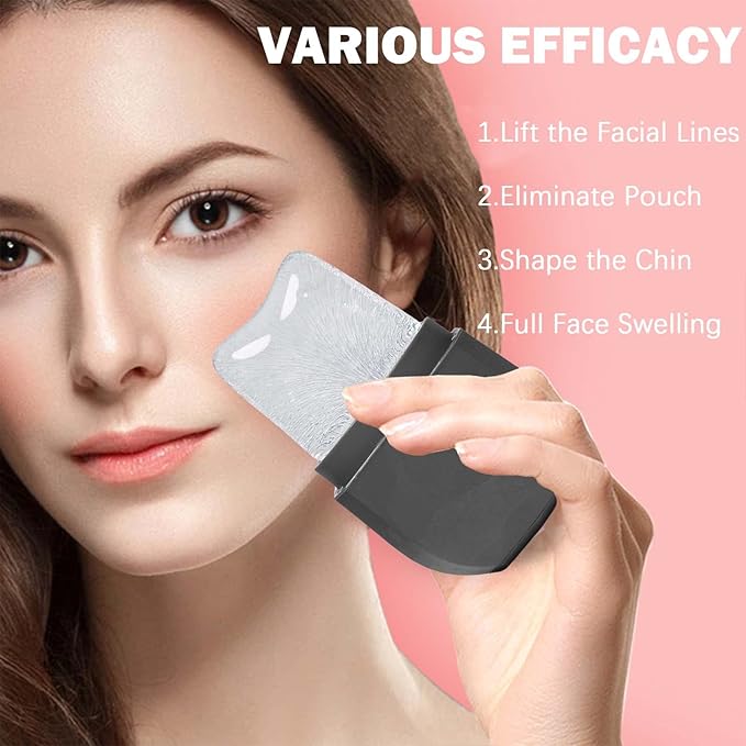 Upgrade Ice Cube Face Roller, Facial & Eyes and Neck, Brighten Skin & Enhance Your Natural Glow, Facial Treatment to Tighten & Tone Skin & De-Puff The Eye Area, Cryotherapy for Face (Black)