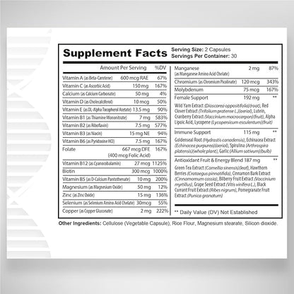 Womens Multivitamin, Daily Vitamins for Women with Vitamins A, C, D, E, B-6 and B-12, Energy Metabolism, Bone & Immune Support, 60 Capsules