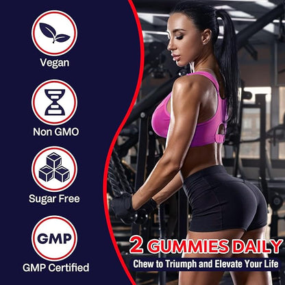 Creatine Monohydrate Gummies for Women & Men, Taurine & B6, Chewable Creatine Pre Workout Gummies for Max Strength & Muscle Growth, Energy, Endurance, Creatine for Men & Women, 5g Per Serving - 1 Pack