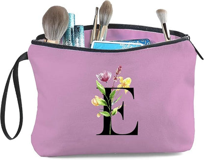 SEAMOON Women Birthday Unique Bride to be Bridal Shower Initial Gifts for Mom Sister Friend Her Teacher Aunt Makeup Cosmetic Bag with Mirror Mothers Day Christmas Graduation E
