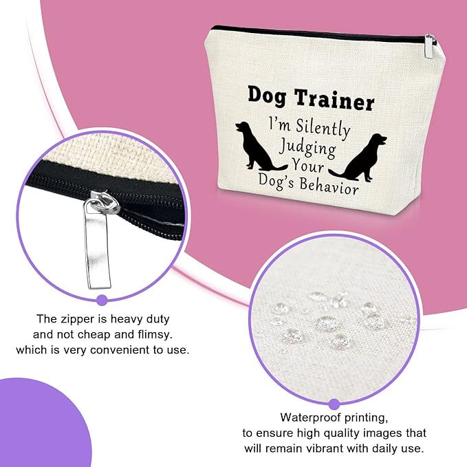 Sazuwu Dog Trainer Appreciation Makeup Bag - Thank You Gift for Dog Lovers, Coaches, Friends - Cosmetic Travel Pouch for Birthday, Christmas