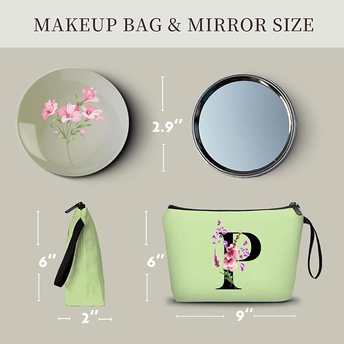 SEAMOON Birthday Inspirational Bridesmaid Proposal Team Small Gifts for Women Mom Aunt Teacher Sister Coworkers Makeup Cosmetic Bag Travel with Mirror Mothers Day Christmas Graduation P