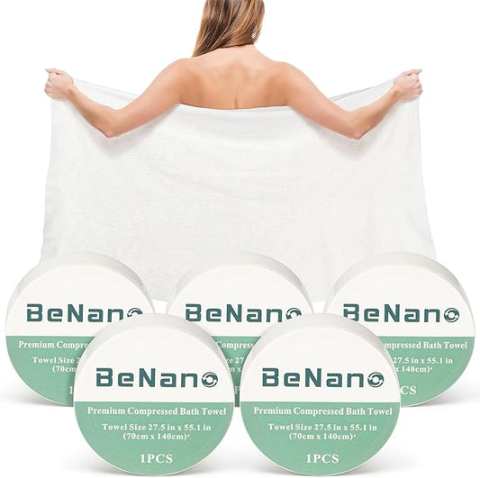 Premium Compressed Towel Tablets 100% USDA 55.1 in 27.5 in (5 Pack)