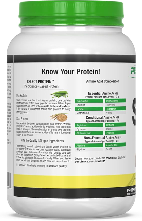 PEScience Select Vegan Plant Based Protein Powder, Pumpkin Pie, 27 Serving, Premium Pea and Brown Rice Blend