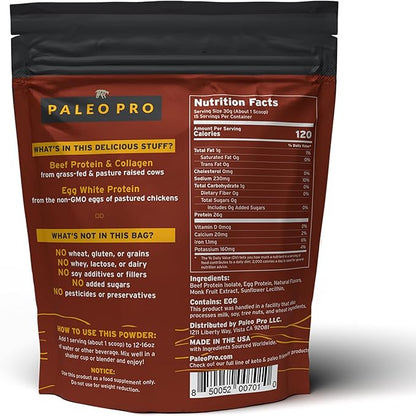 PaleoPro Protein Powder Grass-Fed, Pastured, Cage-Free Protein | Gluten Free, Dairy Free. No Sugar, Soy, Grains or Net Carbs | Paleo & Keto Friendly - 15 Servings (1 lb, Aztec Vanilla)