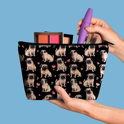 Pug Dog Makeup Bag for Purse - 2Pcs Cosmetic Bags Travel Toiletry Bags for Women Makeup Organizer Zipper Pouch