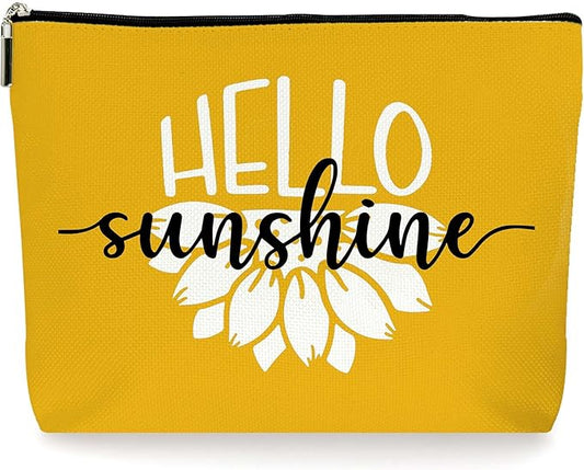 Boho Sunshine Inspirational Makeup Bag - Cute Yellow Accessory, Ideal Return Gift for Women
