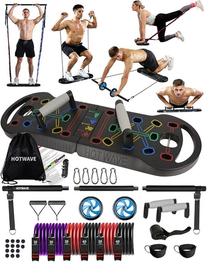 HOTWAVE Portable Exercise Equipment with 16 Gym Accessories.20 1 Push